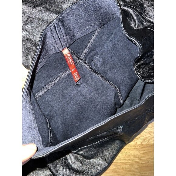 SPANX Faux Leather Pants NEW NWOTS Medium Petite Moto Leggings Stretchy D1 - Picture 3 of 6